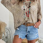 🔥Hot Sale-Womens Bohemian-Inspired Beige Crochet Top with V-Neck