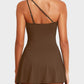 🎁New arrival 50% OFF🏖️🩱Women One Piece Swim Dress One Shoulder Swimsuit With Skirt