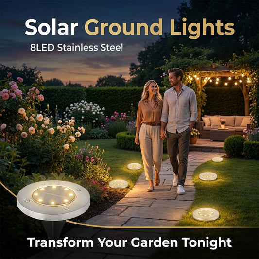 🥳2026 HOT SALE🥳💞BUY MORE GET MORE FREE✨ 💝8-LED Solar Ground Lights for Outdoor Gardens