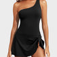 🎁New arrival 50% OFF🏖️🩱Women One Piece Swim Dress One Shoulder Swimsuit With Skirt