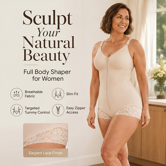 🌸 52% OFF NOW! 🌸Women's Tummy Control Zip-Up Shapewear Bodysuit