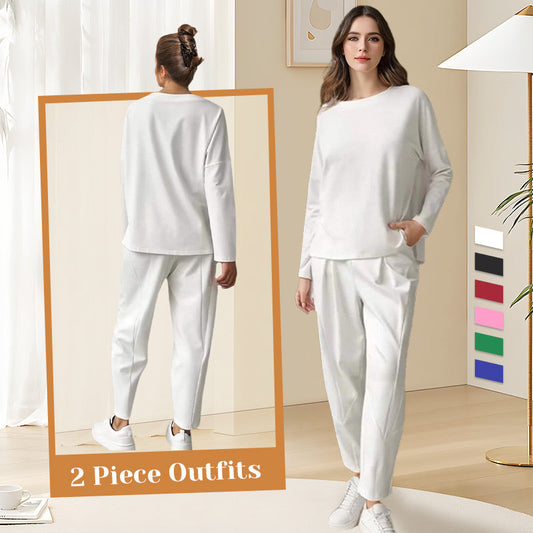 🎁New arrival 56% OFF💥Round-Neck Long-Sleeved Top ＆ Pants 2-Piece Set | Wrinkle-Free & Breathable