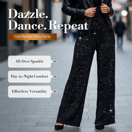 🎁New arrival 50% OFF💥Women's Sequin Sparkle Wide Leg Pants with Elastic Waistband