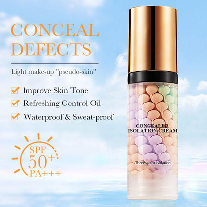 🌸3-color Delicate Hydration Brighten Skin Tone Waterproof Concealer Isolation Cream