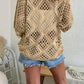 🔥Hot Sale-Womens Bohemian-Inspired Beige Crochet Top with V-Neck