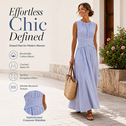 🎁New Arrivals 50% OFF💥Women Casual Striped Maxi Dress Sleeveless🎀👗