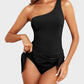 🎁New arrival 50% OFF🏖️🩱Women One Piece Swim Dress One Shoulder Swimsuit With Skirt