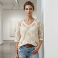 🔥Hot Sale-Womens Bohemian-Inspired Beige Crochet Top with V-Neck