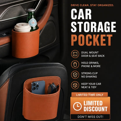 ⏳🔥LIMITED-TIME 45% OFF! ⏰Organize Your Car Instantly! No-Slip Clip-On Leather Cup Holder
