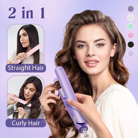 🔥Last Day Special Deals £10.99!!⚡50K+ SOLD!💇‍♀️2-in-1 Mini Curling Wand & Flat Iron Hair Straightener