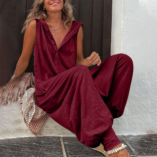 🌸 New Arrivals 50% OFF💥Women's Relaxed Hooded Sleeveless Jumpsuit