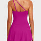 🎁New arrival 50% OFF🏖️🩱Women One Piece Swim Dress One Shoulder Swimsuit With Skirt