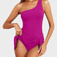 🎁New arrival 50% OFF🏖️🩱Women One Piece Swim Dress One Shoulder Swimsuit With Skirt