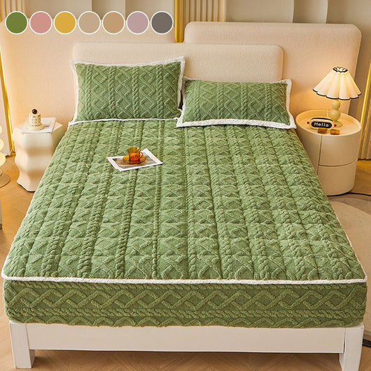 📢📢50% OFF !!!⏰WARM FITTED BED SHEET - Brushed Flannel & Deep Pocket (Up to 40cm), Non-Slip Corners for All-Season Comfort❄️🛌