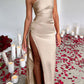 🎁New arrival 57% OFF💥Fits Your Curves Satin One Shoulder Drape Slit Maxi Dress
