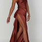 🎁New arrival 57% OFF💥Fits Your Curves Satin One Shoulder Drape Slit Maxi Dress