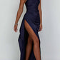 🎁New arrival 57% OFF💥Fits Your Curves Satin One Shoulder Drape Slit Maxi Dress