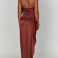🎁New arrival 57% OFF💥Fits Your Curves Satin One Shoulder Drape Slit Maxi Dress