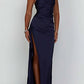 🎁New arrival 57% OFF💥Fits Your Curves Satin One Shoulder Drape Slit Maxi Dress
