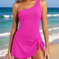 🎁New arrival 50% OFF🏖️🩱Women One Piece Swim Dress One Shoulder Swimsuit With Skirt