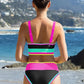 🎁New Arrival 50% OFF💥Color Block Patchwork Nylon Sporty 3-Piece Bikini Set - High Waisted & Tummy Control Swimsuit👙🌈