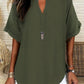 🎁New Arrival 50% OFF💥Women's Plain Short Sleeve Blouse, Casual Solid Color Top for Daily Wear