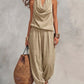 📢📢56% OFF !! ⏰ Sleeveless Cowl Neck Jumpsuit – Halter, Wide-Leg, Elegant 🍷