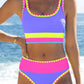 💗LAST DAY SALE 50% OFF🌼Color Block Patchwork Nylon Sporty 3-Piece Bikini Set - High Waisted & Tummy Control Swimsuit👙🌈