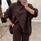💗LAST DAY SALE 60% OFF⚡Women's 2-piece set – Asymmetrical sweater + wide-leg pants, relaxed fit and soft fabric, ultra comfortable 👚✨