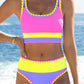 💗LAST DAY SALE 50% OFF🌼Color Block Patchwork Nylon Sporty 3-Piece Bikini Set - High Waisted & Tummy Control Swimsuit👙🌈