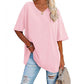 🌷2026 Summer Sale 55% OFF☀️Tankaneo Women's Plus Size V Neck T Shirts Summer Half Sleeve Tees Casual Loose Fit Cotton Tunic Top