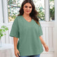 🌷2026 Summer Sale 55% OFF☀️Tankaneo Women's Plus Size V Neck T Shirts Summer Half Sleeve Tees Casual Loose Fit Cotton Tunic Top
