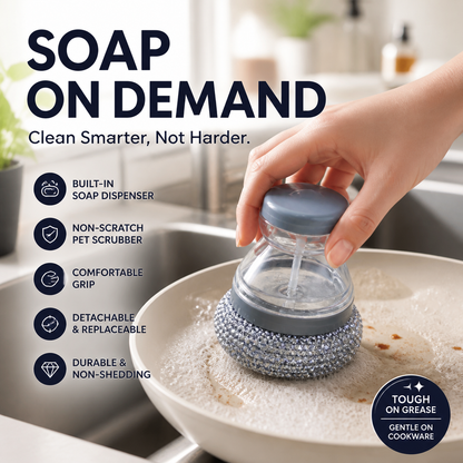 ⏳🔥LIMITED-TIME 50% OFF! ⏰Built-in soap, non-scratch & ergonomic. Clean pots easily – grab yours! ✅