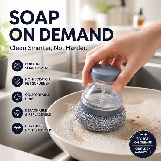 ⏳🔥LIMITED-TIME 50% OFF! ⏰Built-in soap, non-scratch & ergonomic. Clean pots easily – grab yours! ✅