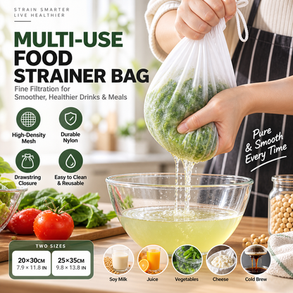 🥳HOT SALE🥳10K+ SOLD! 💞Strainer Bag – High-density mesh, drawstring & reusable. Smooth filtering – grab yours! ✅