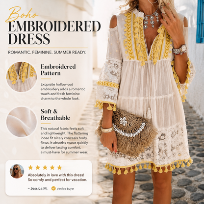🎁2026 New Arrivals 50% OFF💥Women's Loose Cotton Linen Embroidered Dress🌸👗
