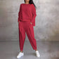 🎁New arrival 56% OFF💥Round-Neck Long-Sleeved Top ＆ Pants 2-Piece Set | Wrinkle-Free & Breathable