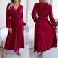 🎁New arrival 50% OFF💥Women's Long Length Pleated Wrap Tie Dress