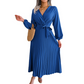 🎁New arrival 50% OFF💥Women's Long Length Pleated Wrap Tie Dress