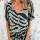 🎁New Arrivals 52% OFF💥Women's Zebra Print V-Neck Top & Pants Two-Piece Set
