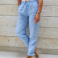 🎁New arrival 50% OFF💥Women's  Elastic Waist Cotton Linen Wide Leg Pants