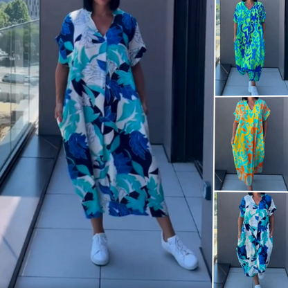 🎁New arrival 55% OFF💥Women's Printed V - Neck Casual Elegant Dress