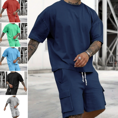 🥳SUMMER HOT SALE🥳💞50K+ SOLD!💥55% OFF! 🔥Men's Casual Short Sleeve T-Shirt Shorts Set