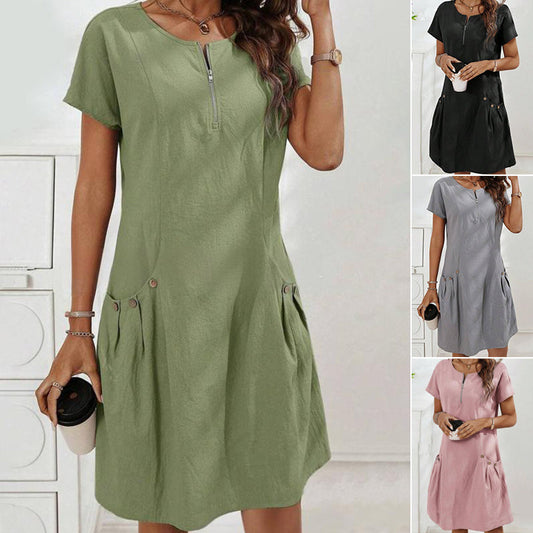 🎁New arrival 50% OFF💥Women's Half-Zip Button Pocket Dress