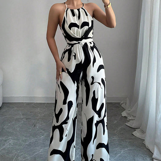🎁New arrival 52% OFF💥Fashion Color-Blocking Halter Jumpsuit