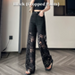 🎁New arrival 50% OFF💥Women’s Spliced Hot Rhinestones Printing Hollow Pants