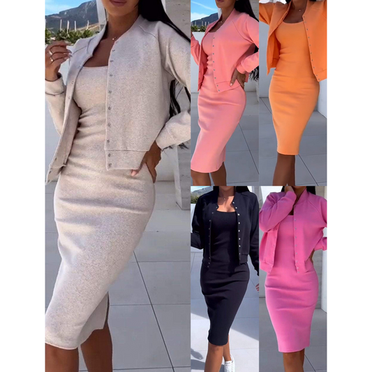 🎁New arrival 56% OFF💥Spaghetti Strap Bodycon Dress & Jacket Set