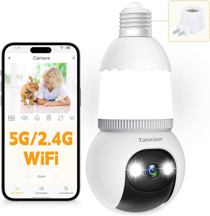 🔥All-New Upgrade 50% OFF✨4MP Light Bulb Security Camera 5G&2.4GHz Wireless Outdoor Indoor Camera with Night Vision