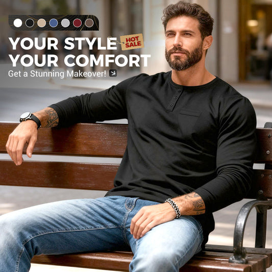 Men’s Slim Fit Henley Long Sleeve T-Shirt