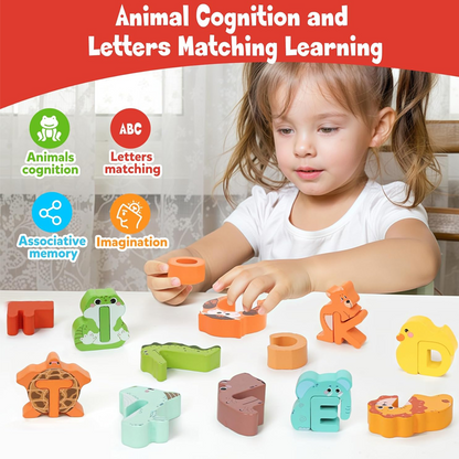 🎁 LIMITED-TIME 50% OFF! 🧩 Wooden Letter & Animal Toy – 26‑piece, educational & fun ✨